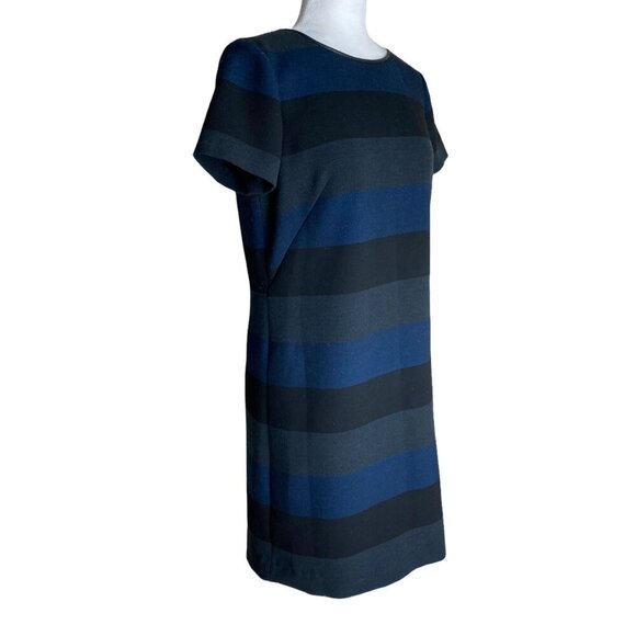 Tahari ASL Shift Dress Striped SS Shift  Black Gray Blue Career Women's Size 6 - Picture 4 of 8
